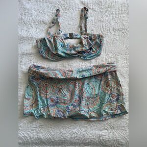 Swim Systems Blue Skirt Bikini Swim Suit Top is Small Bottom is Large